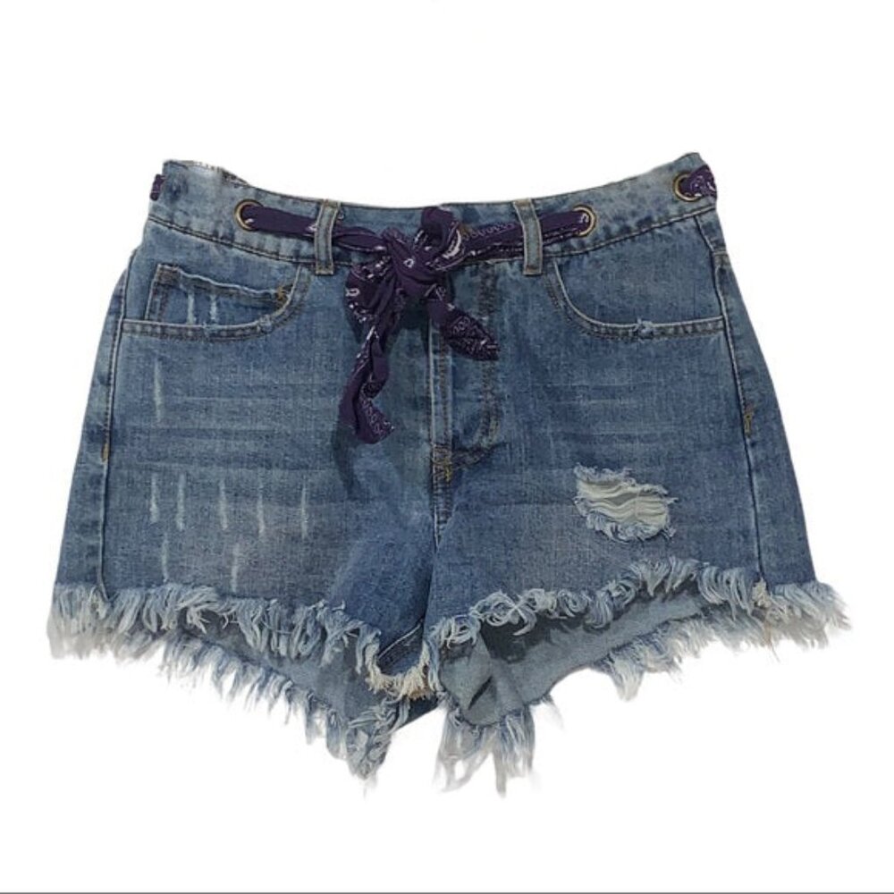 Vintage Havana Blue Distressed Jean Shorts